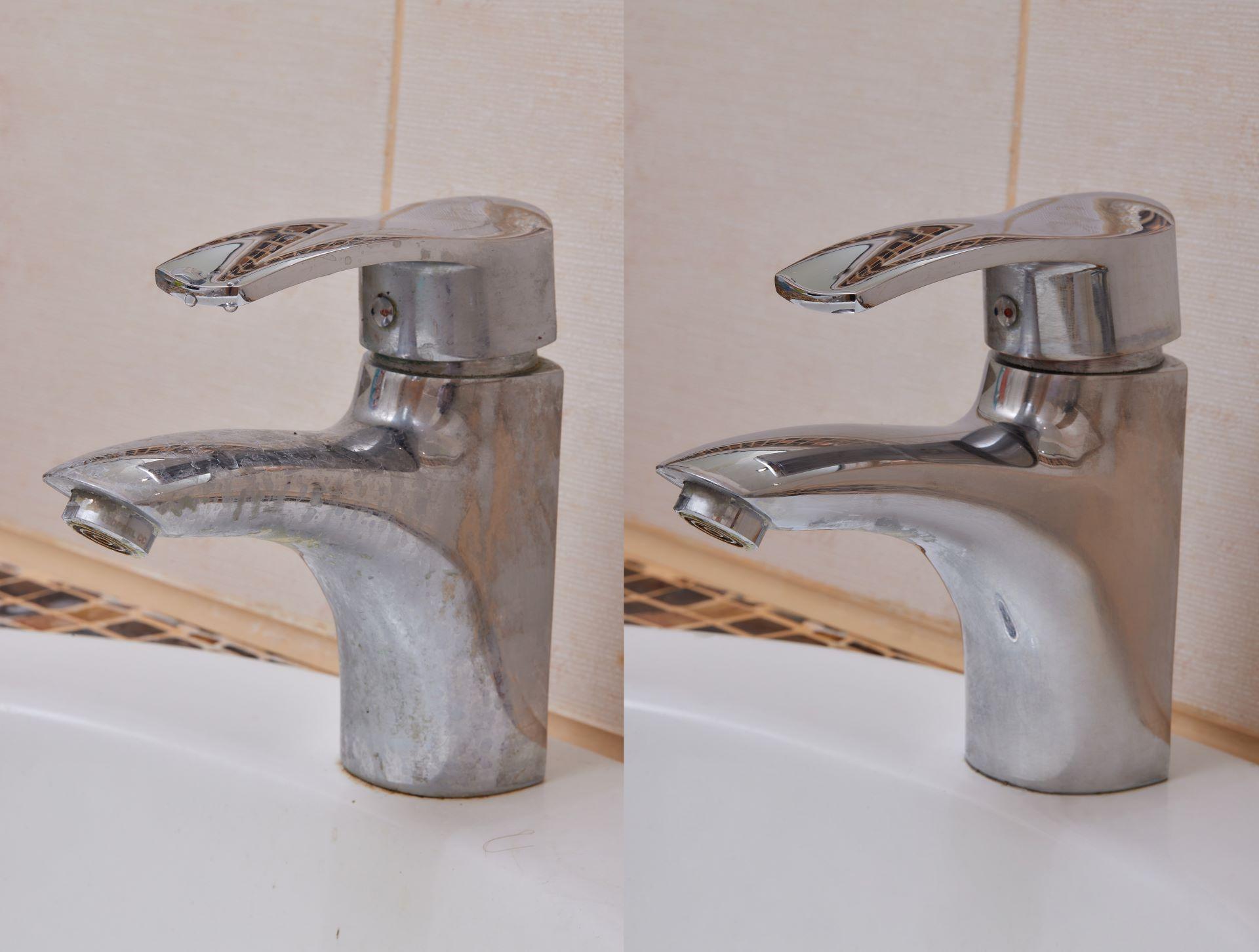 Vergleich Wasserhahn mit und ohne Kalk